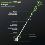 48V (24V x 2)  8" Brushless Cordless Edger, (2) 4.0Ah USB Batteries and Dual Port Rapid Charger Included