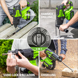 Marteau perforateur 24 V, batterie USB 4,0 Ah et chargeur 2 A inclus