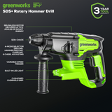 Marteau perforateur 24 V, batterie USB 4,0 Ah et chargeur 2 A inclus