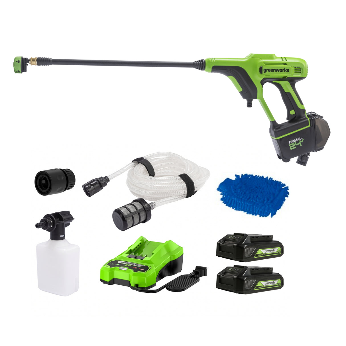 24V 600 PSI Cordless Pressure Washer Kit, (2) 2.0Ah Battery and Charger Included BONUS: Wash Mitt Included