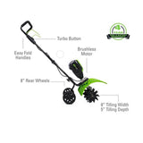 60V 8" Brushless Cultivator, 2.5Ah Battery and Charger Included