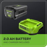 80V 16" Front Mounted String Trimmer, 2.0Ah Battery and Charger Included