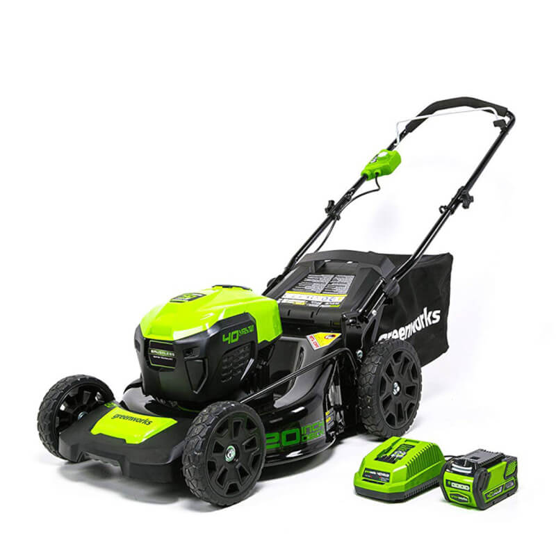 Tondeuse poussée sans balais Greenworks 40 V, 20 pouces, batterie 4,0 Ah et chargeur inclus