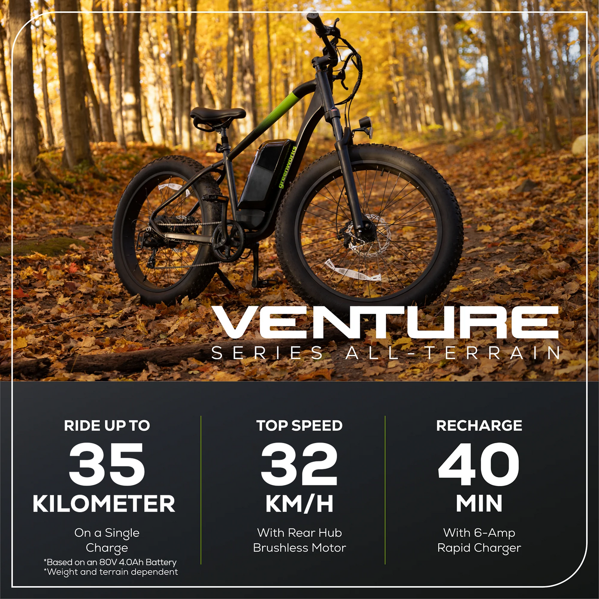 Vélo de montagne électrique à gros pneus 80 V série VENTURE, 26 pouces (Outil seulement)