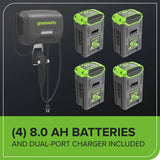 Tracteur autoporté CrossoverT 60 V, 30 pouces, 4 batteries 8 Ah et chargeur 600 W inclus