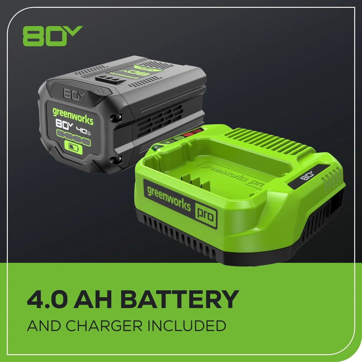 Scie à chaîne à batterie 80 V, 18 pouces, batterie 4 Ah et chargeur inclus