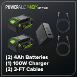 48V (24V x 2) 16" Brushless String Trimmer, (2) 4.0Ah 21700 Batteries and 100W Type-C Charger with (2) 3-FT Cables Included