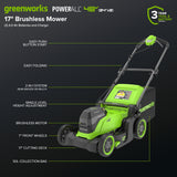48V (24V x 2) 17" Brushless Mower & Blower & Trimmer Combo Kit, (2) 4.0Ah Batteries and 65W Type-C Charger with (2) 3-FT Cables Included