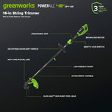 48V (24V x 2) 16" Brushless String Trimmer, (2) 4.0Ah 21700 Batteries and 100W Type-C Charger with (2) 3-FT Cables Included