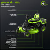 Tracteur à gazon autoporté CrossoverT 80 V, 30 pouces, batteries (4) 6,0 Ah et chargeur 600 W inclus