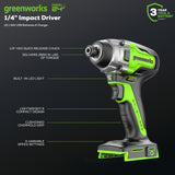 24V Brushless Impact Driver, (2) 1.5Ah Batteries and Charger Included - ID24L1520