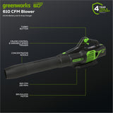 60V 13" String Trimmer & 60V 130 MPH - 610 CFM Jet Blower Combo Kit, 2.5Ah Battery and Charger Included