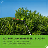80V 10" Pole Saw & 20" Pole Hedger Attachment, 2.0 Ah Battery & Rapid Charger Included