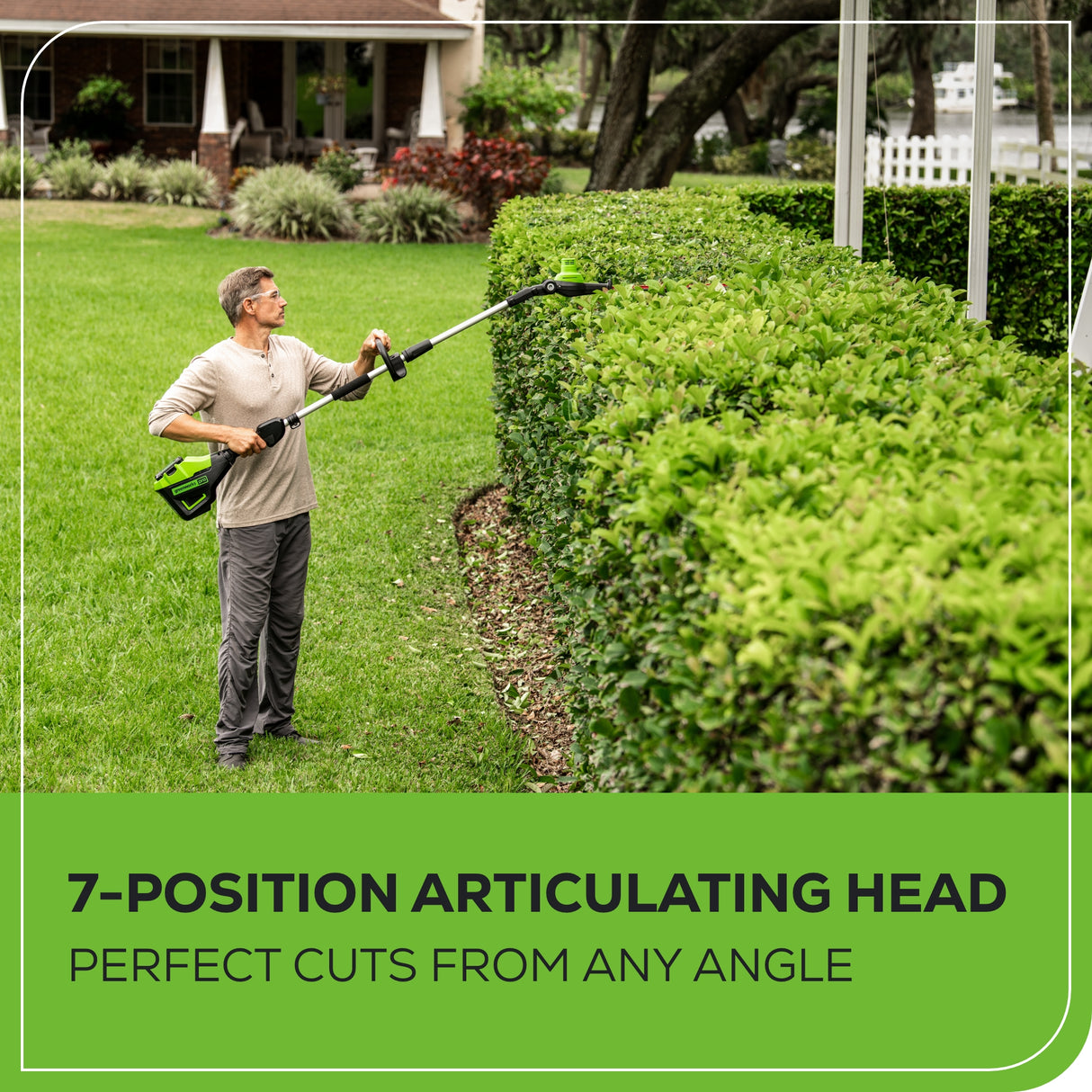 80V 10" Pole Saw & 20" Pole Hedger Attachment, 2.0 Ah Battery & Rapid Charger Included