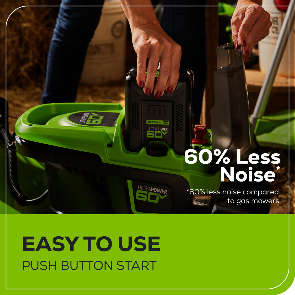 60V 21" Push Lawn Mower, 5.0Ah Battery and Rapid Charger Included