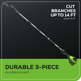 80V 10" Pole Saw & 20" Pole Hedger Attachment, 2.0 Ah Battery & Rapid Charger Included