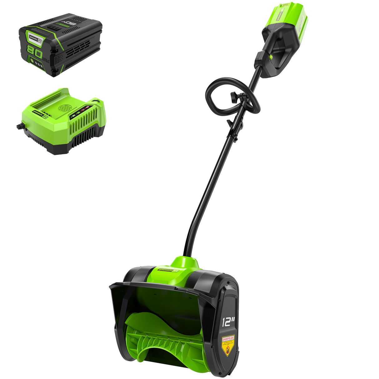 Pelle à neige à batterie Greenworks PRO 80 V, 12 pouces, batterie 2,0 Ah et chargeur inclus