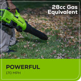 Ensemble 60 V de coupe-herbe à batterie, 16 pouces et souffleur 630 CFM (pi³/min) - 170 MPH, batterie 2,5 Ah et chargeur 3 A inclus