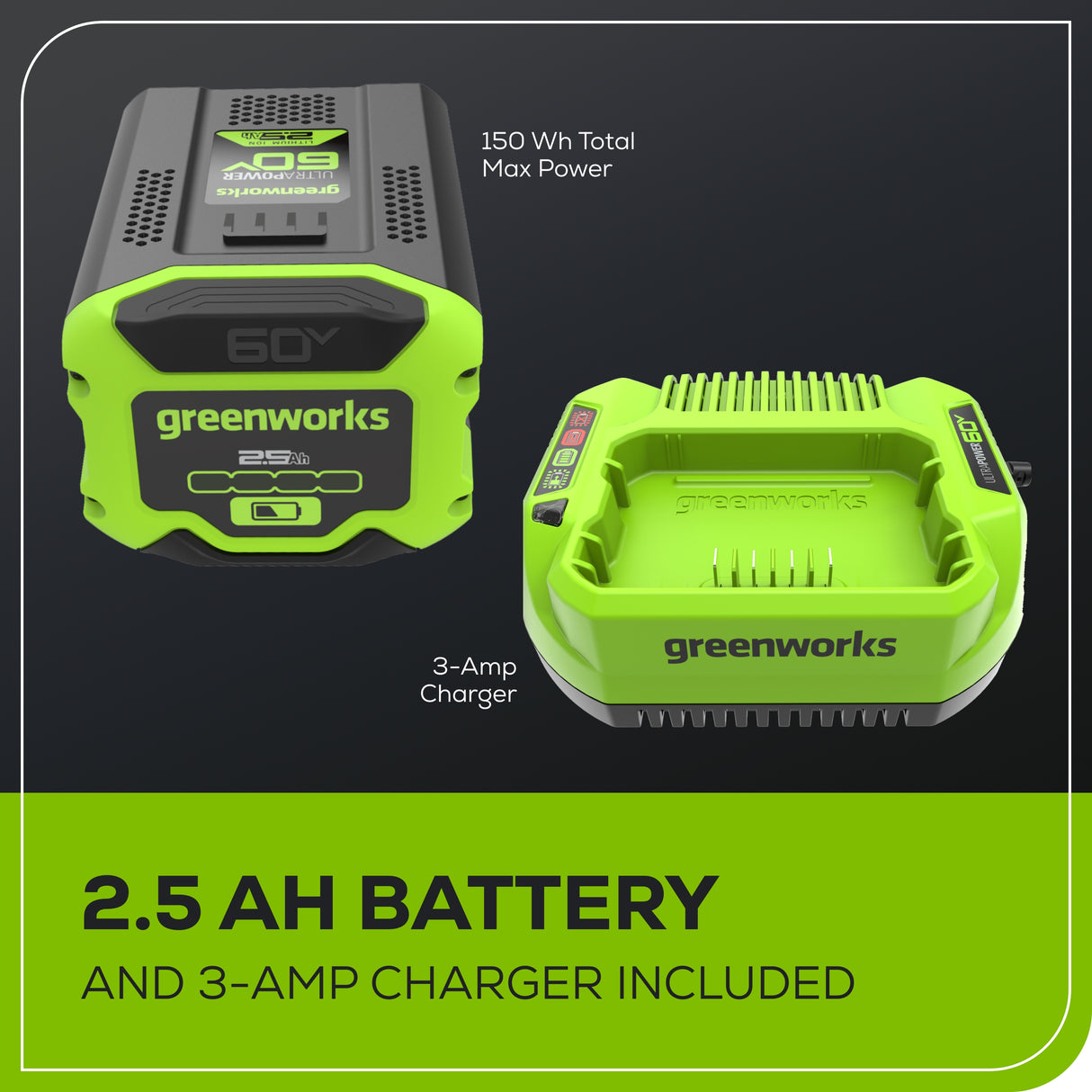 Ensemble 60 V de coupe-herbe à batterie, 16 pouces et souffleur 630 CFM (pi³/min) - 170 MPH, batterie 2,5 Ah et chargeur 3 A inclus