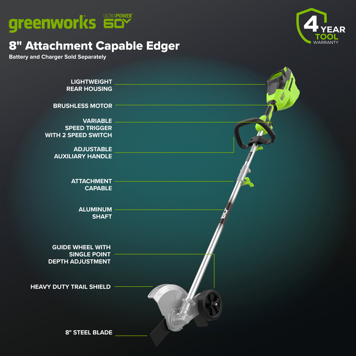 60V Attachment Capable Brushless Edger (Tool Only)