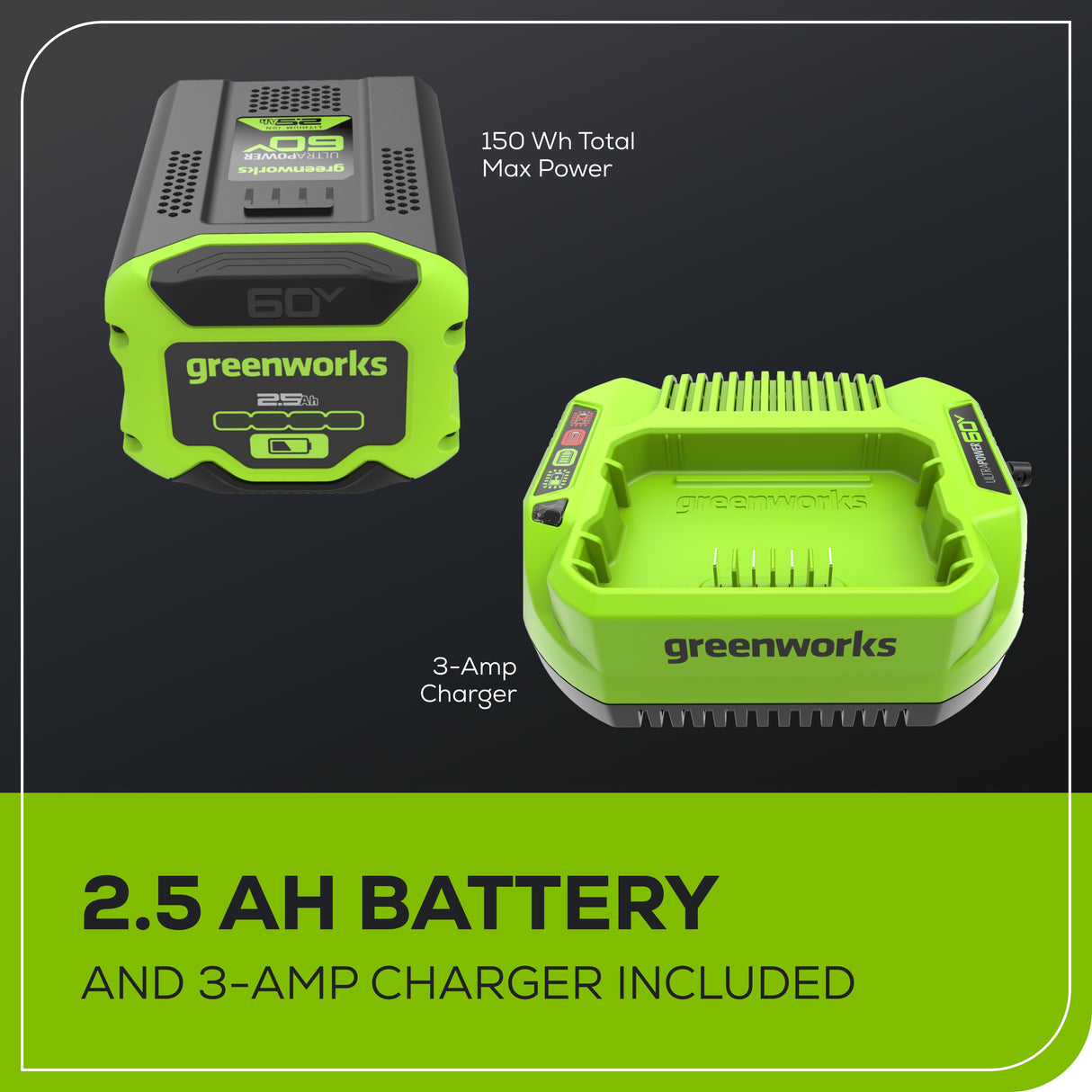 Coupe-herbe à batterie 60 V, 16 pouces, batterie 2,5 Ah et chargeur inclus