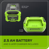 Coupe-herbe à batterie 60 V, 16 pouces, batterie 2,5 Ah et chargeur inclus