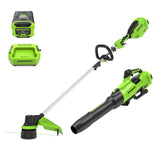 Ensemble 60 V de coupe-herbe à batterie, 16 pouces et souffleur 630 CFM (pi³/min) - 170 MPH, batterie 2,5 Ah et chargeur 3 A inclus