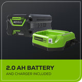 Taille-haie 60 V Pro, 26 pouces, batterie 2,0 Ah et chargeur