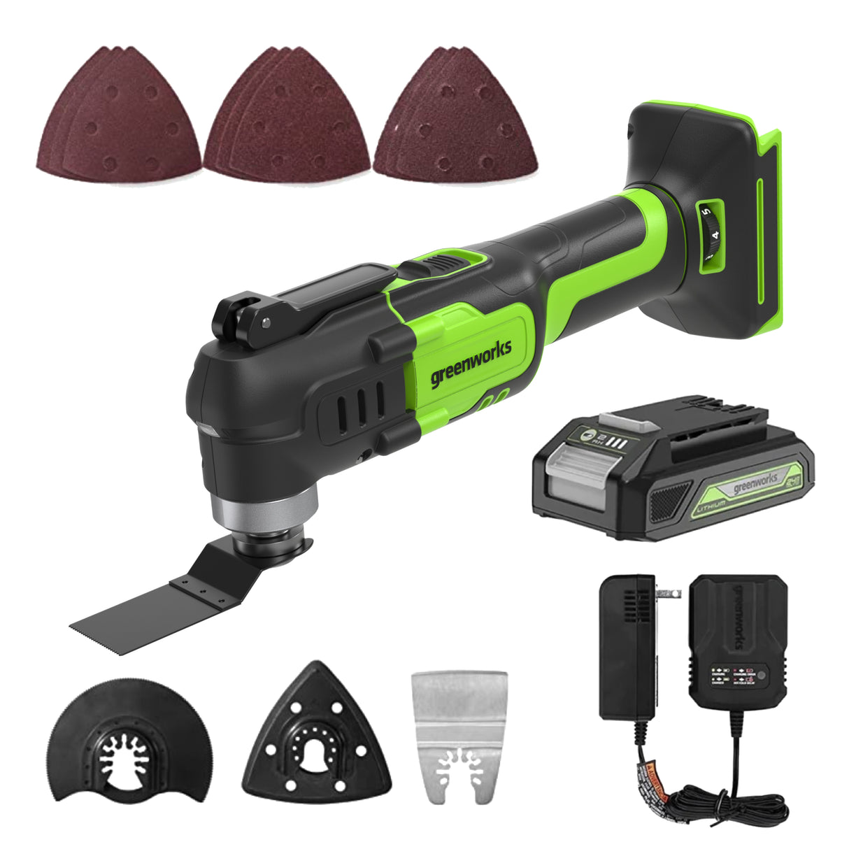 Outil multifonction oscillant 24 V, batterie 2,0 Ah et chargeur inclus