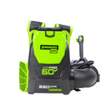 60V 550 CFM - 140 MPH  Cordless Backpack Blower, 5.0Ah Battery and Charger Included