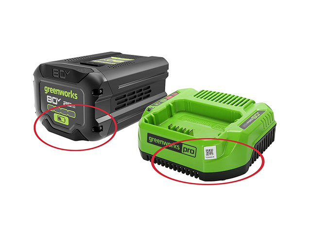 Battery or charger label location underneath on bottom