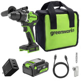 24V Cordless 1/2" 800 in/lbs Drill/Driver – 4.0Ah USB-C Battery & 65W USB-C Fast Charger Included