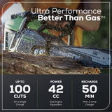 60V 16" Brushless Cordless Chainsaw, 2.5Ah Battery and Charger Included