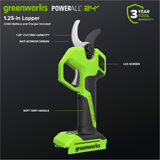 24V Pruning Shears, 2.0Ah Battery and 30W Type-C Charger with 3-ft Cord Included
