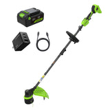 24V 15" Brushless String Trimmer, 6.0Ah Battery and 65W Type-C Charger with 3-FT Cable Included