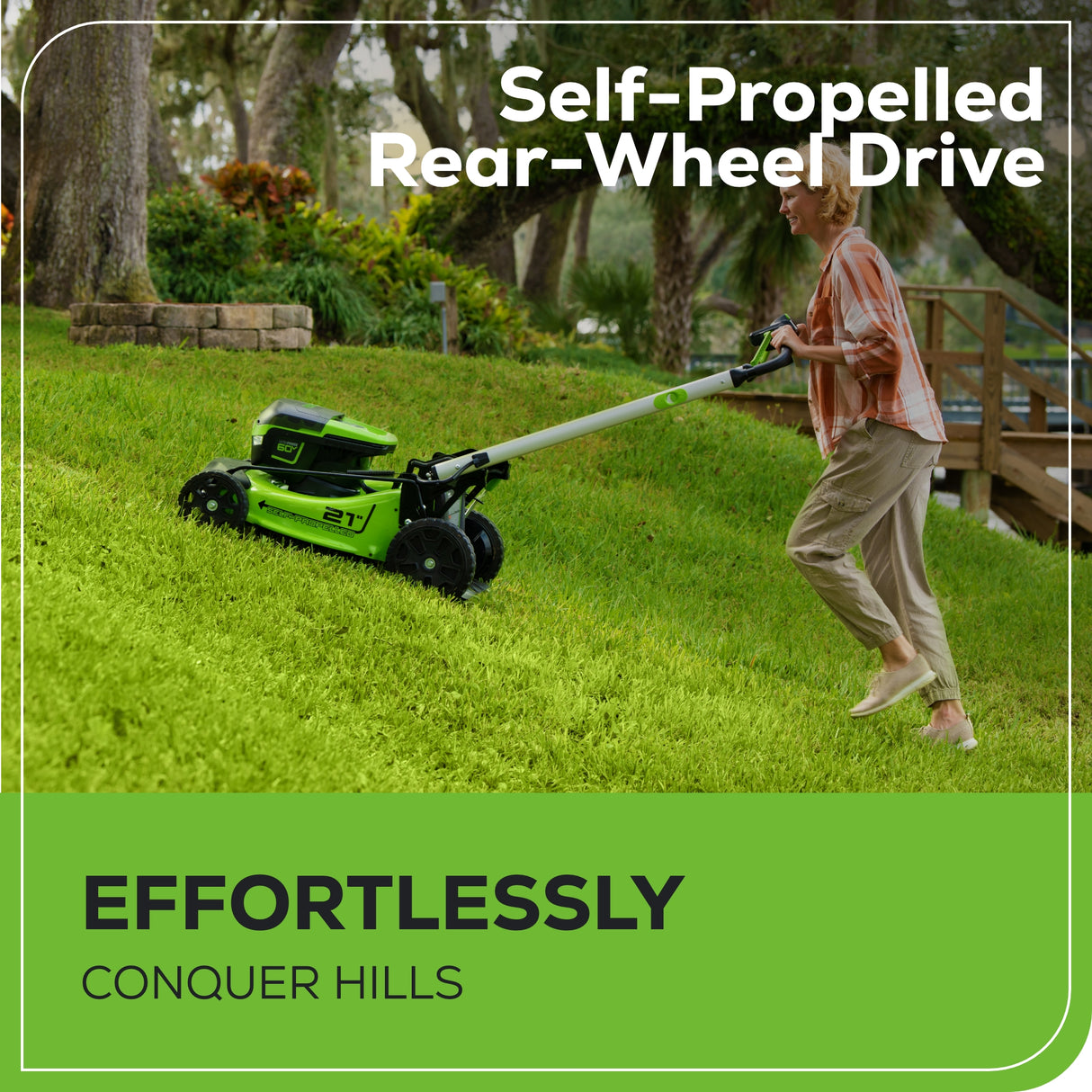 60V 21" Cordless Battery Self-Propelled Lawn Mower, (2) 4.0Ah Batteries & Dual Port Charger Included