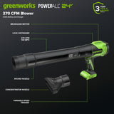24V  270 CFM - 130 MPH Brushless Blower, 3.0Ah Battery and 30W Type-C Charger with 3-FT Cord Included