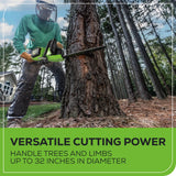 Scie à chaîne à batterie 80 V, 18 pouces, batterie 4 Ah et chargeur inclus