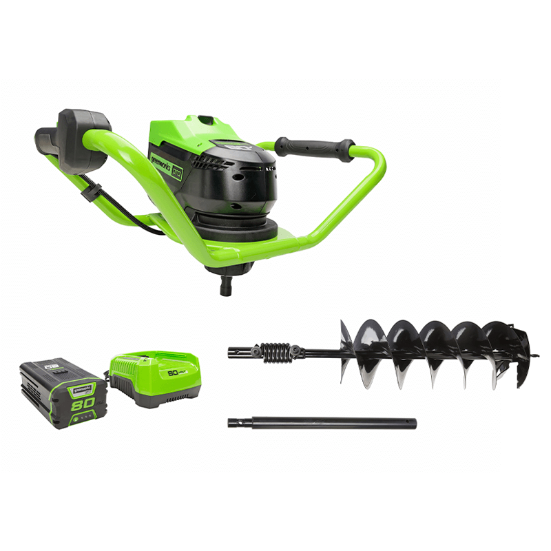 80V Earth Auger Powerhead with Auger Bit, 18” Extender, 4.0Ah Battery and Charger Included