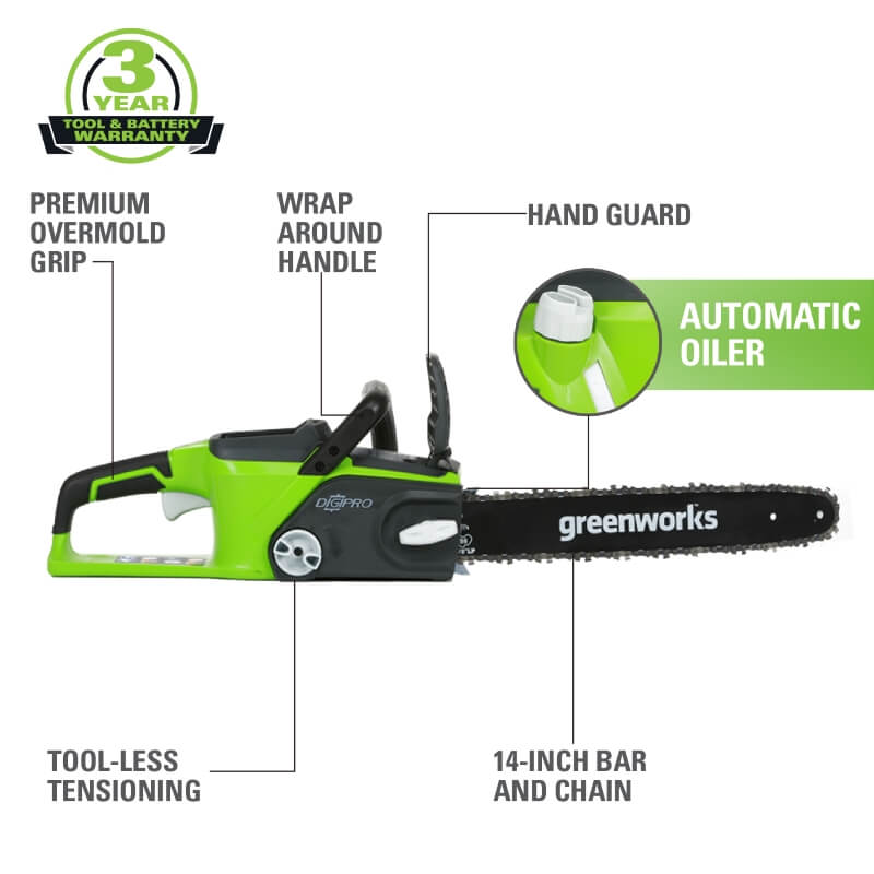 40V 14" Chainsaw, 4.0Ah Battery and Charger