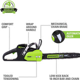 80V 18" Brushless Chainsaw, 2.0Ah Battery and Charger Included