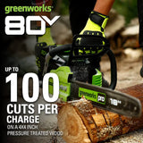 80V 18" Brushless Chainsaw, 2.0Ah Battery and Charger Included